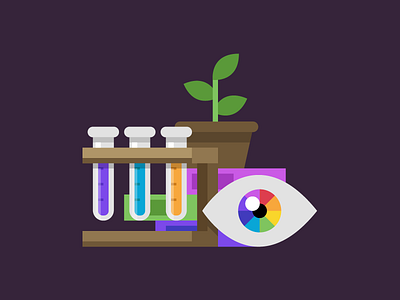 Subjective Vs Objective Design books eye flask icon illustration plant rainbow set test tube