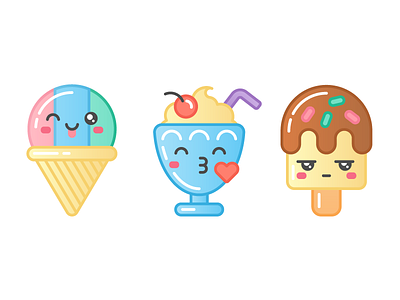 Sweet Shop: Snow Cone, Milkshake, Popsicle cute dessert ice cream icon illustration imessage ios iphone popsicle sticker sweet vector