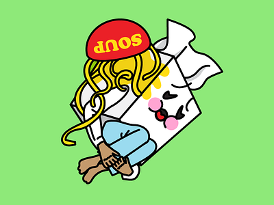 "Sick Tissue" Illustration for Facebook Flu Season Sticker Pack character chicken noodle facebook ill sad sick soup sticker tissue