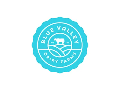 Blue Valley Dairy Farms blue cow dairy farms logo mark milk. farm valley