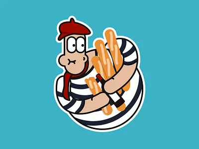French Wannabe bread design france french icon illustration paris sticker stickermule wine