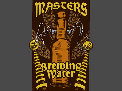 Master's Brewing Water art beer illustration label packaging print printmaking