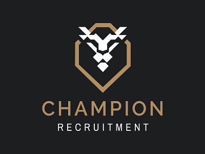 Champion Recruitment Logo branding cat champion gold icon lion logo luxury mane premium recruitment symbol