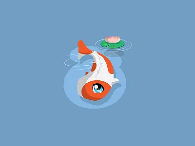 PotsuPotsu carp cartoon chibi cute fish japan japanese kawaii koi lily pad pond