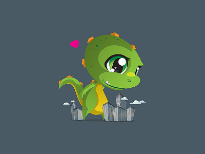 Cutezilla cartoon chibi city cute dinosaur dragon japan japanese kawaii love monster pop