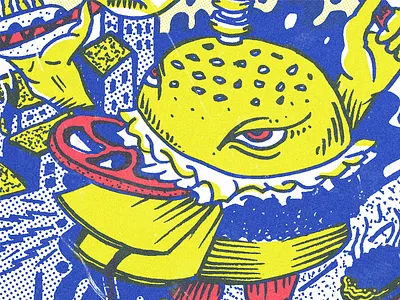 Burger Bad Boi buns burger cheeseburger comic drawing halftone hand drawn lettuce scary texture