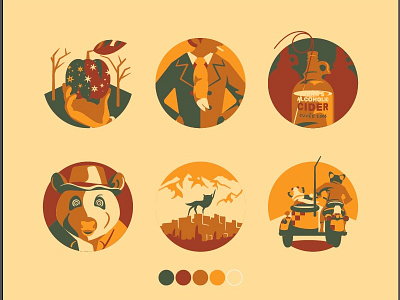 DKNG Icons Skillshare (Fantastic Mr Fox) apple cider fantastic fox icons illustration simple vector wolf