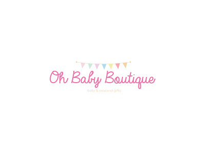 Oh Baby Boutique baby brand branding bunting calligraphy colour gift identity logo main pink seasonal