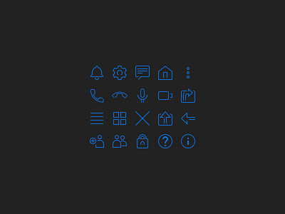 Icons for Video Chat alerts blue help icons lines lock process settings thin video