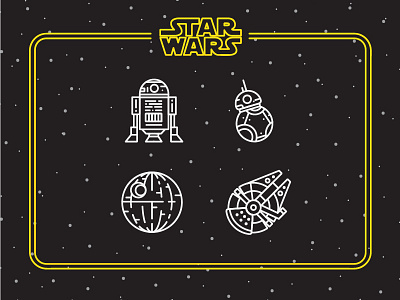 Star Wars Day! bb8 death star icons illustration linear millennium falcon r2d2 star wars