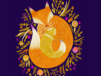 Foxy mom fox illustration mom type