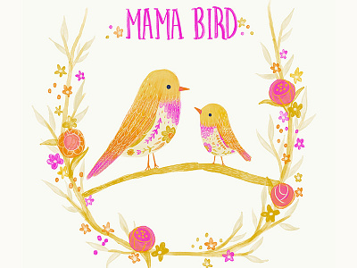 Mama Bird bird illustration mom type