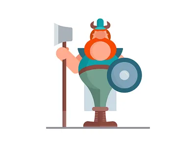 Viking axe character design flat helmet illustration shield soldier vector viking war