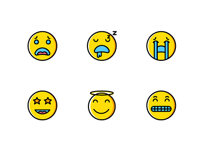 Emoji Icons (Yellow Style) │ emoji emoticons icon icon set icons outline ui user experience user interface ux yellow