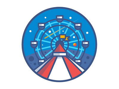 Dream Planet badge dream ferris wheel fun funfair illustration planet space stars