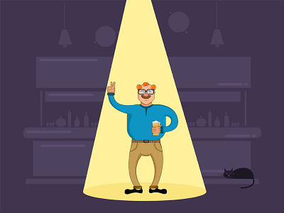 Uncle beer cat dribbbleshot illustration uncle