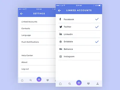 Daily UI 007/100 - Settings 007 accounts application clean daily challenge dailyui mobile design settings social ui user ux