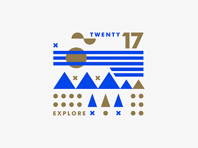 Explore. Twenty 17. adventures badge illustration lockup outdoors park path tree