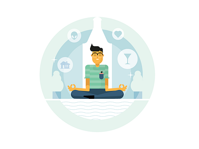 meditation characters hr office people retro style styletest ui ux website workforce