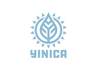 Yinica badge branding circle leaf logo nutrition outdoors plant simple sun y