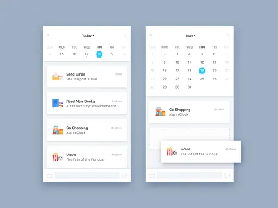 Calendar clean illustration to do list ui ux