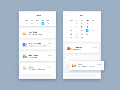 Calendar clean illustration to do list ui ux