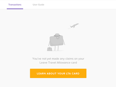Empty state for LTA card card payment plane travel ui ux web