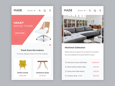 Made.com - Mobile website ecommerce furniture landing made mobile product responsive rwd shop site store table