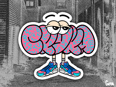 Bored cartoon drawing flop graffiti illustration illustrator sticker style vector