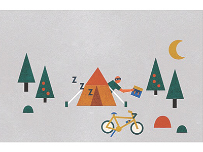 Bandit card bandit bicycle camping illustration ontheroad pannier thiefinthenight vectorillustration