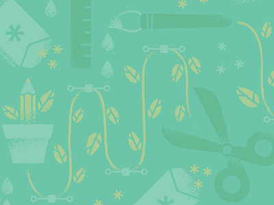 Planting Season brush garden illustration may pattern pencil scissors seed spot texture vector