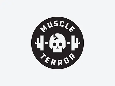 Muscle Terror badge bro clean gym logo muscle simple skull terror typography