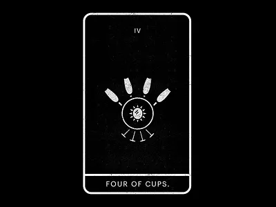 Four of Cups. absorb black cups four minimal mirror reflection tarot white