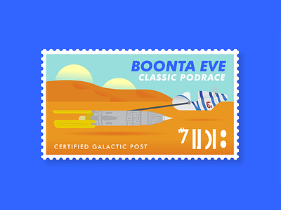 Boonta Eve Classic Podrace Stamp flat illustration moons podrace shadow stamp star tatooine wars