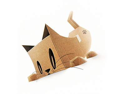 The hunt box cardboard cat illustration