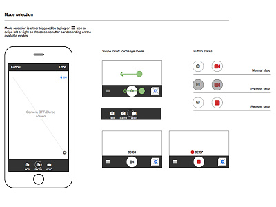 Camera Mode Selection camera app mobile app designing mobile capture app design mockup