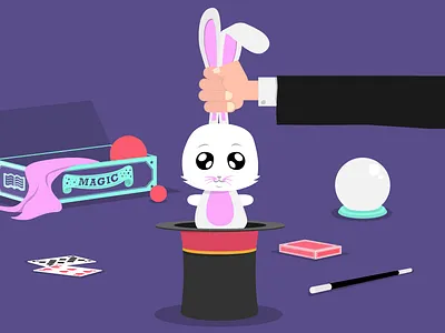 The magic show animation artwork bunny cute design flat graphic illustration illustrator magic motion vector