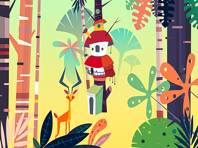 Junglow-The Jungle House animation colors debut hello dribbble illustration jungle nature