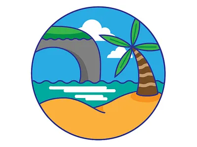 Emerald Coast beach illustration palm tree sea