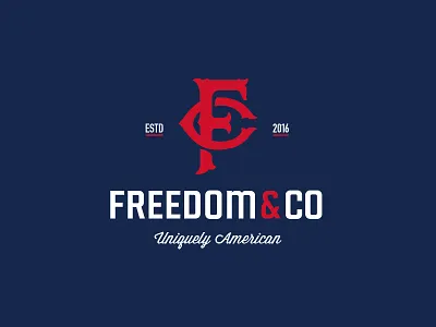 Freedom & Co america badge blue company freedom logo monogram patriotic red unique white