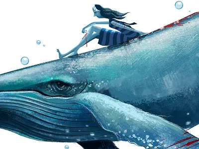 Blue Whale blue whale editorial illustration mutilation press teenager