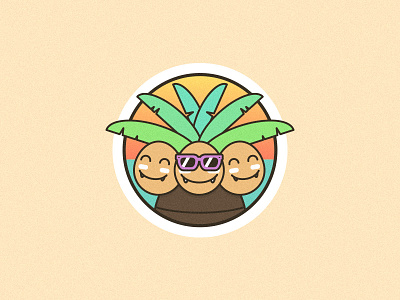 Exeggutor Badge badge beach colorful exeggutor paradise pokedex pokemon summer tropical vacation vector