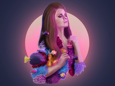 Daydreaming with Lana art digital dribbble illustration lana del ray portrait