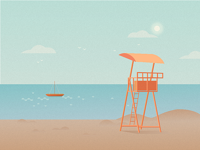 Seaside boat graphic illustration seaside ui