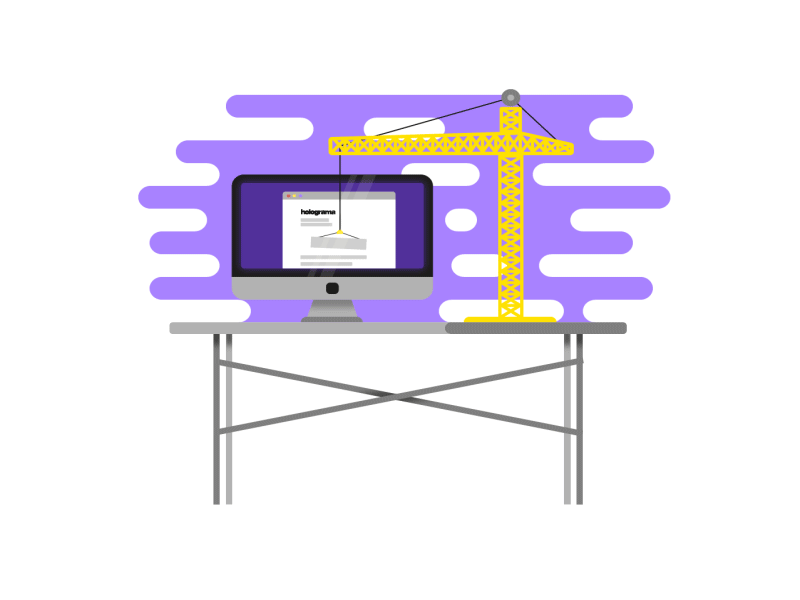 Underconstruction animation crane desktop imac table website