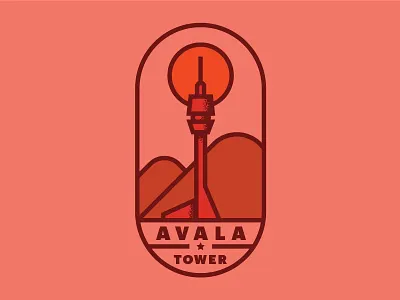 Avala Tower icon illustration logo mountain red retro tower branding