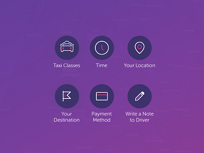Gett Taxi App - Custom Icons Set 1 icons design illustrator interactive design ui design ux design