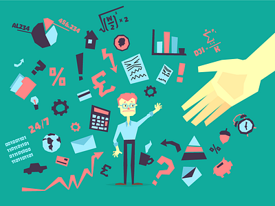 office man and help hand animation character color concept design docs hand man office style vector video