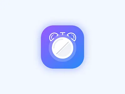 Pill Reminder app icon alarm app clean clock gradient icon ios logo mark medic pill tablet