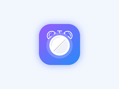 Pill Reminder app icon alarm app clean clock gradient icon ios logo mark medic pill tablet